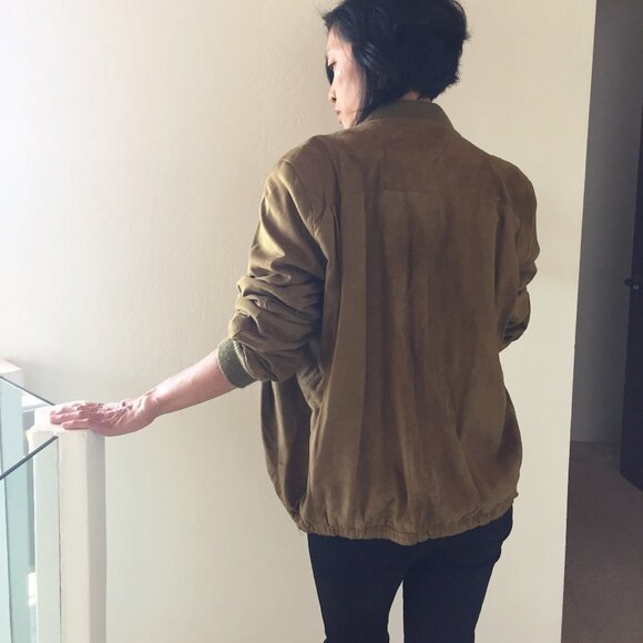 Vintage Vakko Suede Oversized Bomber Jacket - Picture 2 of 5